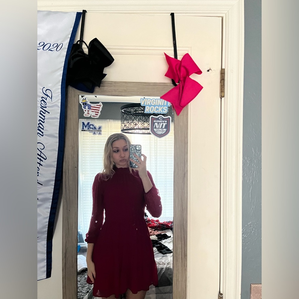 red mesh dress
